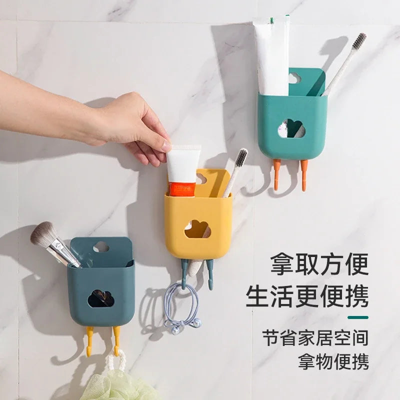 Wall-Mounted Storage Box - Punch-Free Phone & Remote Holder (Random Color)