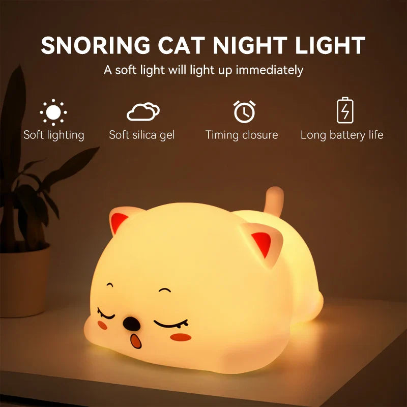 Sleeping Cat Silicone Lamp – USB Rechargeable