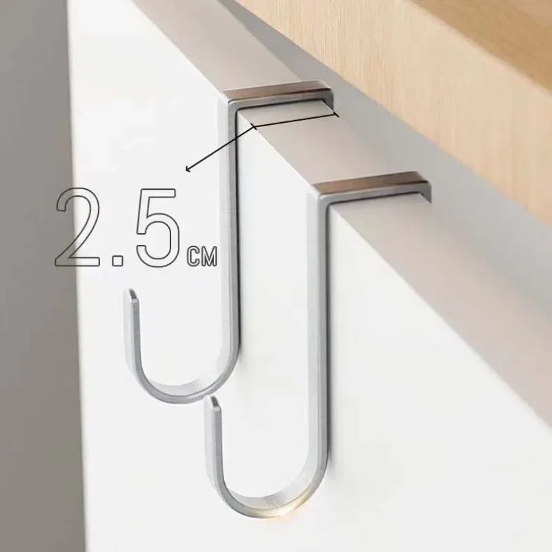 Pack of 3 Stainless Steel S-Shaped Over-Door Hooks – No Drilling Hangers