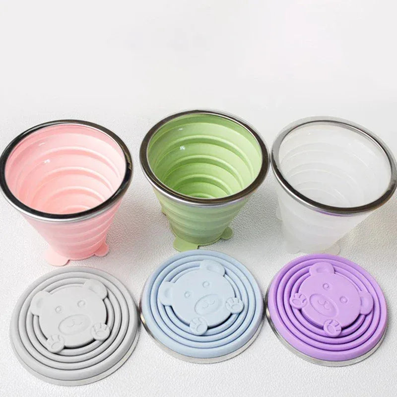 Silicone Folding Glass with Lid – Portable & Leak-Proof (each)