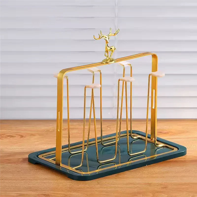 Gold Glass Cup Holder – Functional Drainage Drainer Stand