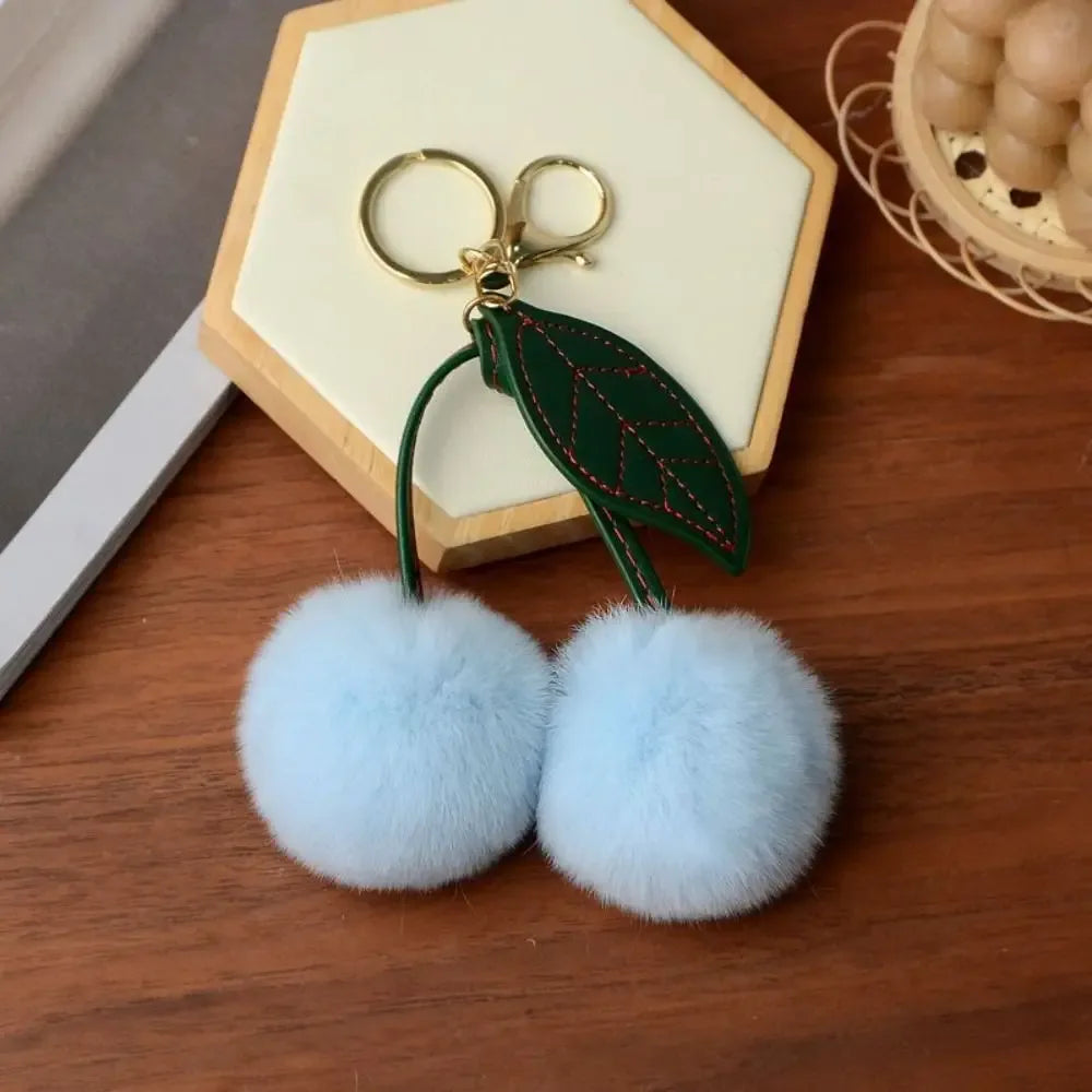 Cherry Plush Toy Keychain – Colorful & Fluffy (Random Color)