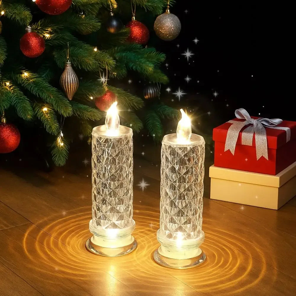 Rose Projection Crystal LED Candle Light – Romantic Lamp (each)