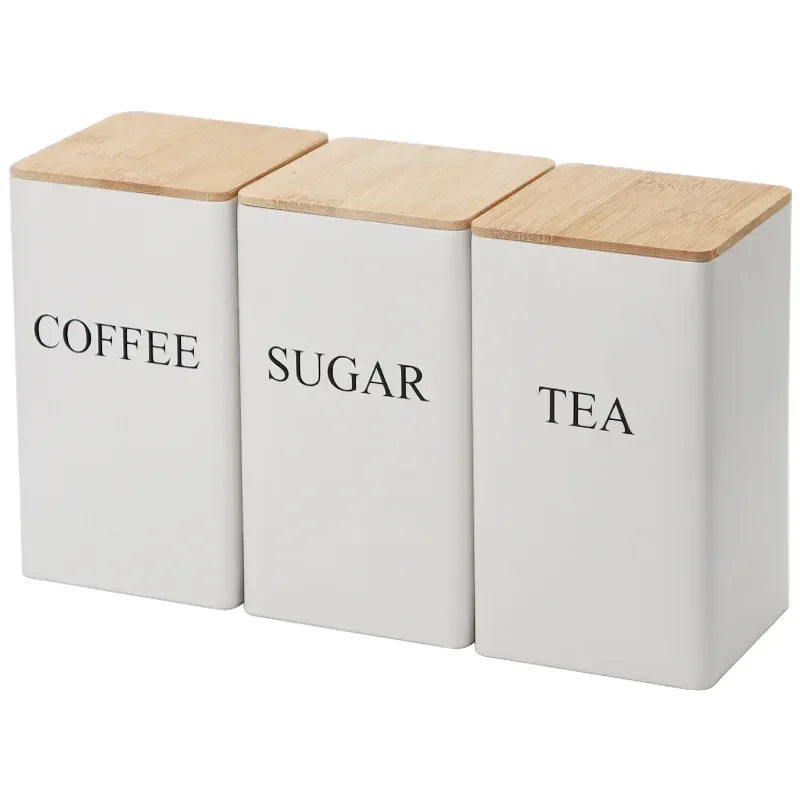 Bamboo Lid Iron Art Storage Box – Square Kitchen Jar