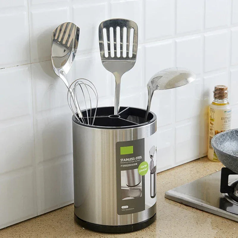 Stainless Steel Cutlery Holder with Handle – Kitchen Utensil Organizer