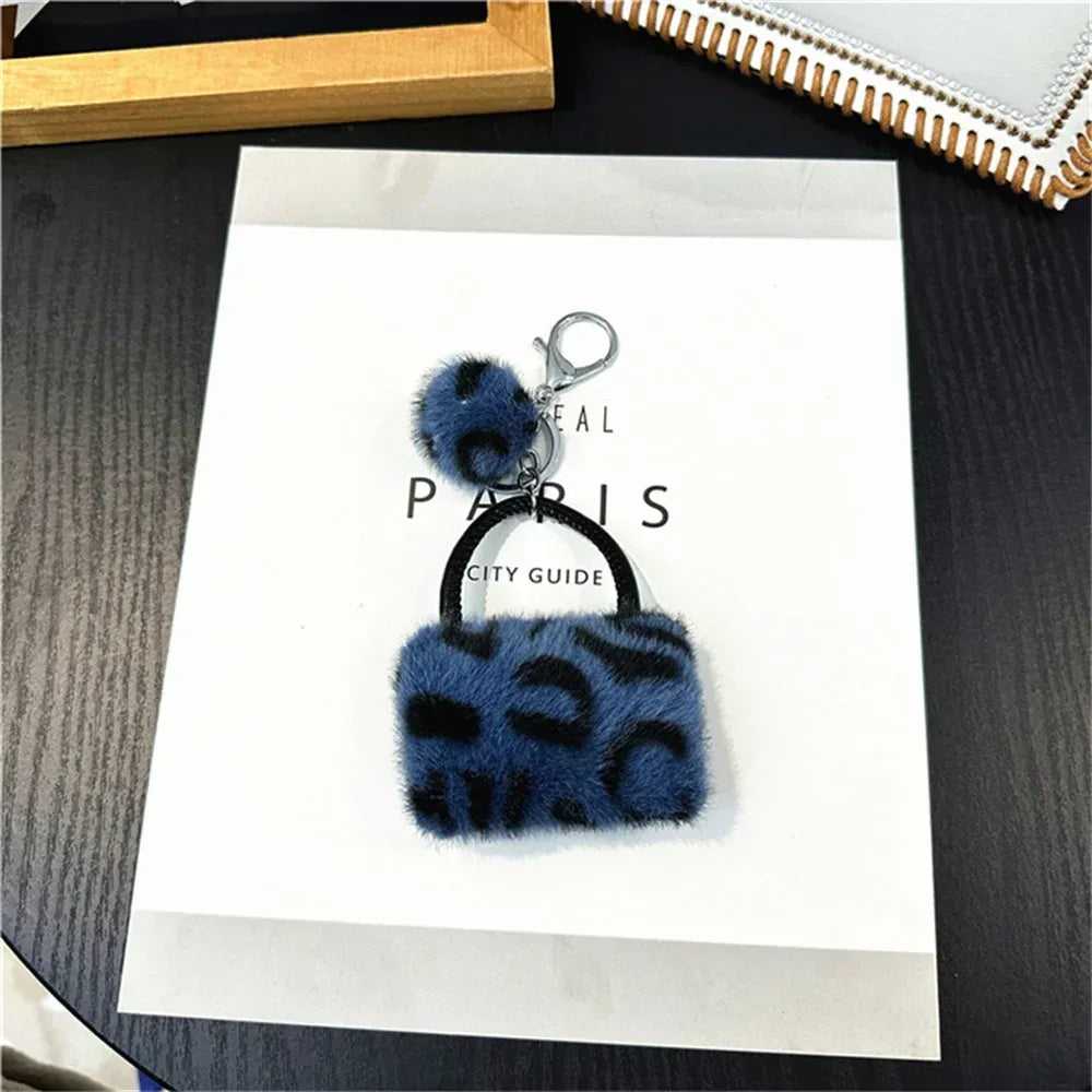 Leopard Plush Bag Pendant Keychain – Cute & Soft (Random Color)