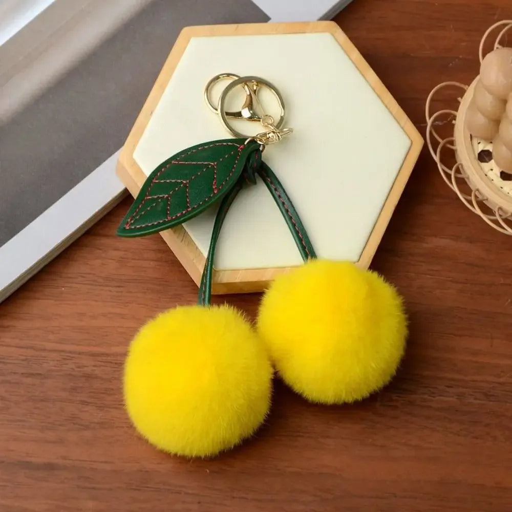 Cherry Plush Toy Keychain – Colorful & Fluffy (Random Color)