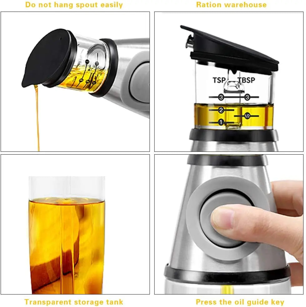 Press & Measure Oil Bottle 500ml – No Spill Control