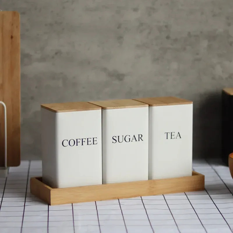 Bamboo Lid Iron Art Storage Box – Square Kitchen Jar