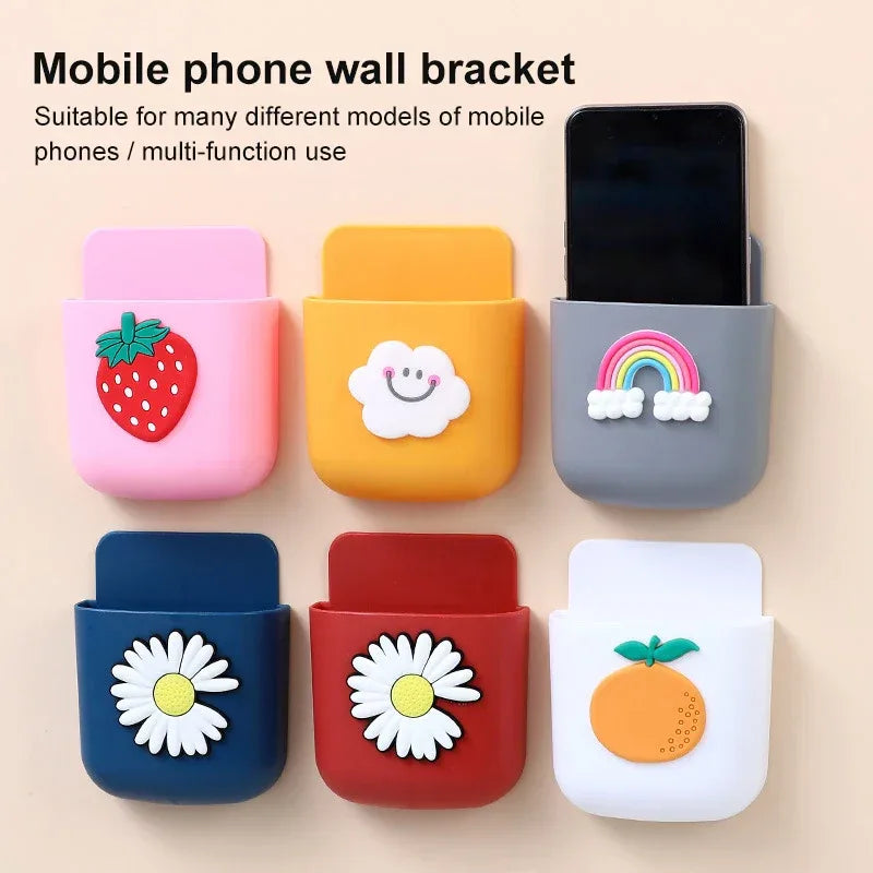 Punch-Free Wall Mounted Organizer Box – Remote & Phone Holder (Random Color)