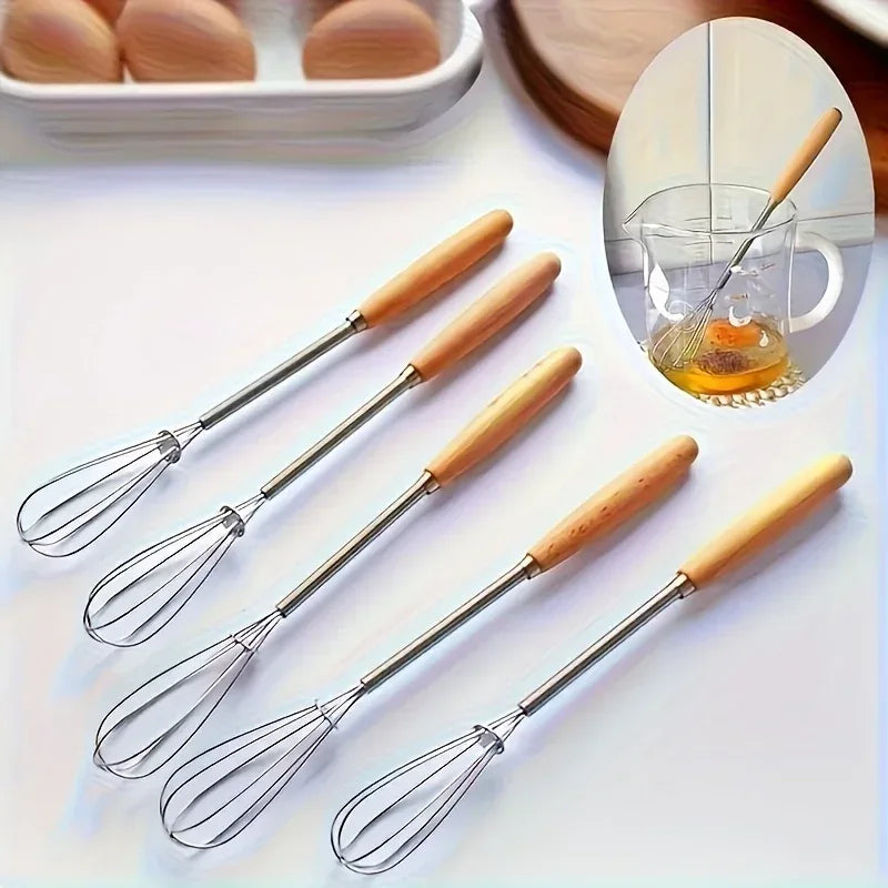 Stainless Steel Whisk with Solid Wood Handle
