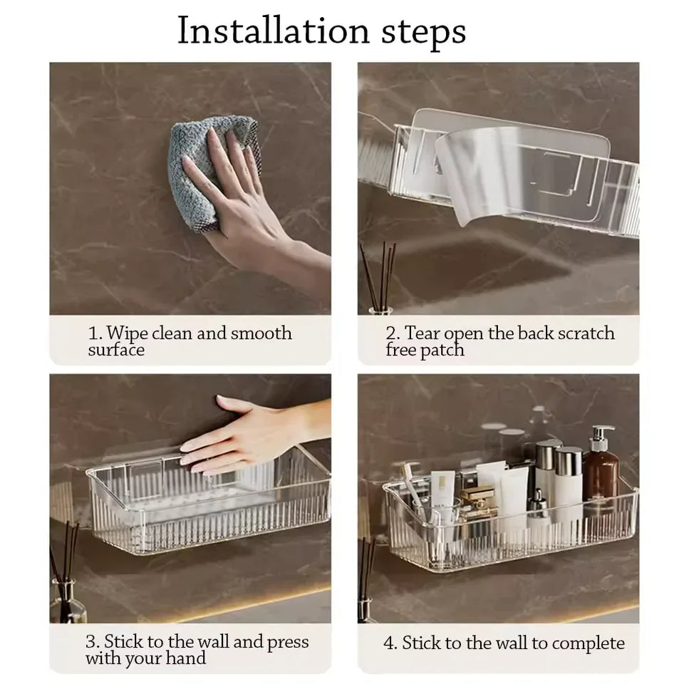 Luxury Toilet Storage Rack – Transparent Wall Shelf