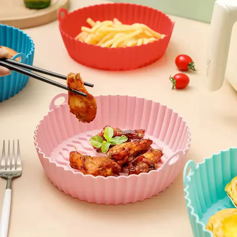 Silicone Air Fryer Basket Liner – Reusable Pot Tray & Baking Mold (Random)