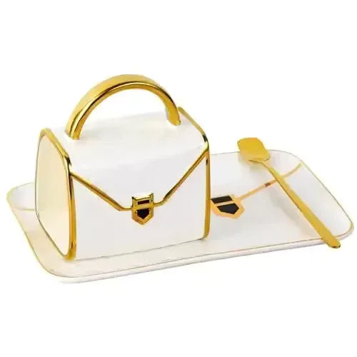 Handbag Coffee Mug with Tray & Spoon – Gift Box Set (Random)