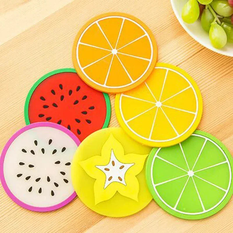 Fruit-Shaped Silicone Cup Mats – 6PCS Heat Resistant