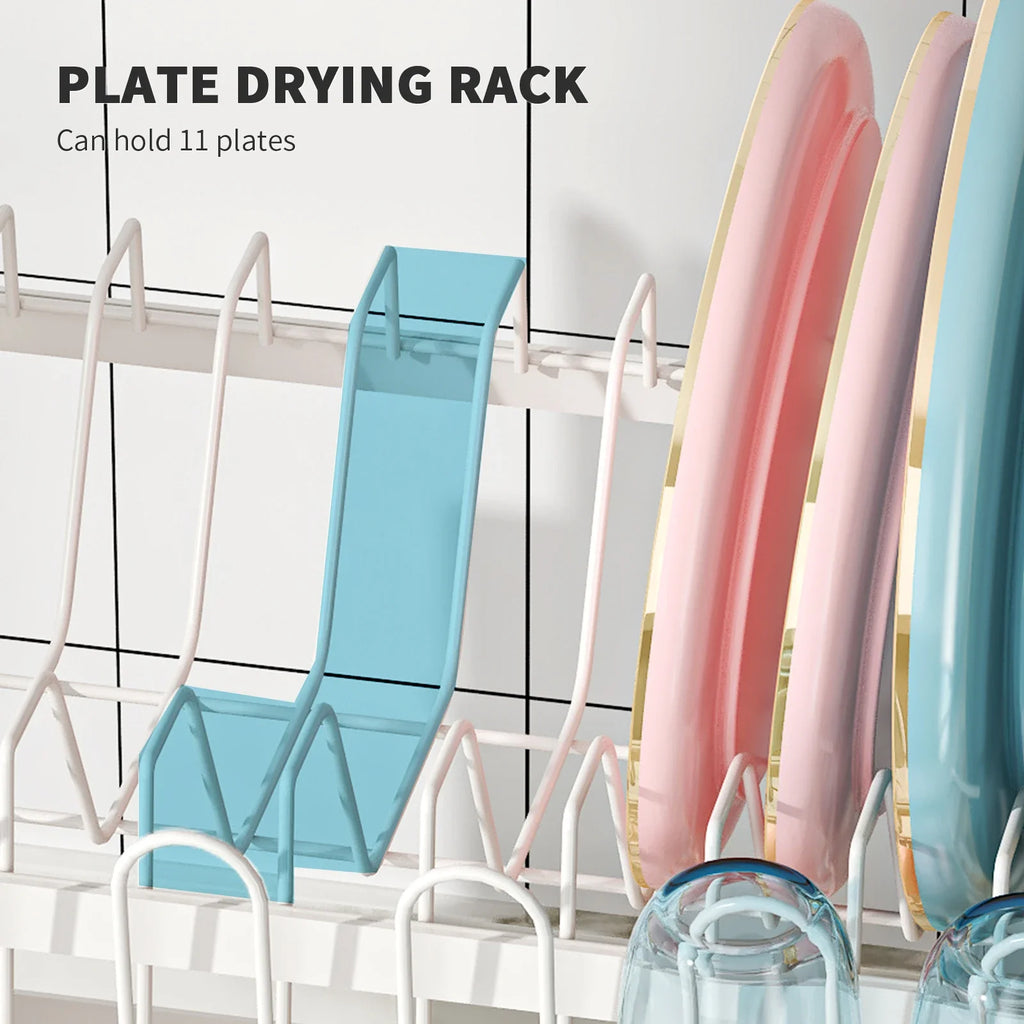 2 Tier Dish Drying Rack with Utensil Holder (Random Color)