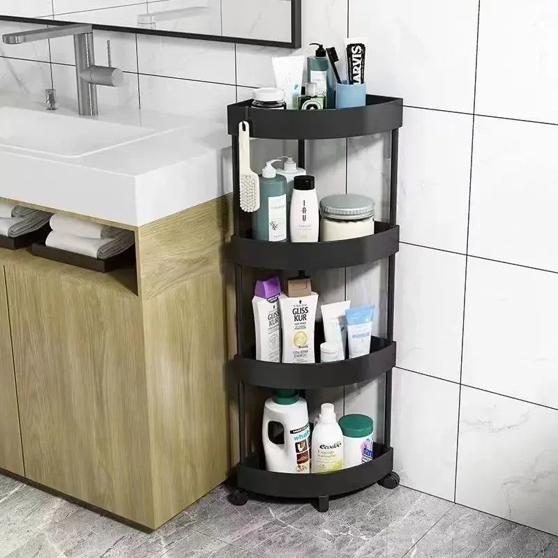 4-Layer Corner Bathroom Rack – Floor-to-Ceiling Triangle Storage Shelf