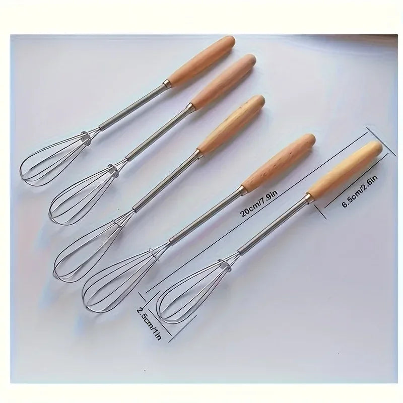 Stainless Steel Whisk with Solid Wood Handle