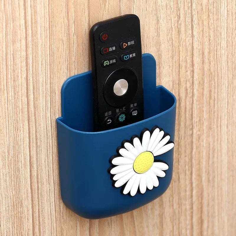Punch-Free Wall Mounted Organizer Box – Remote & Phone Holder (Random Color)