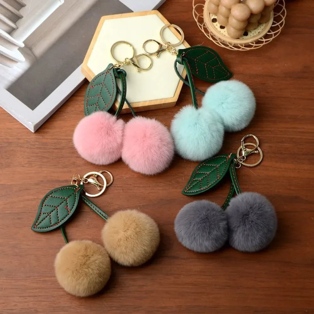 Cherry Plush Toy Keychain – Colorful & Fluffy (Random Color)