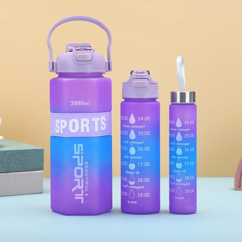 3-Piece Sports Water Bottle Set – Large Capacity Leak-Proof (Random)