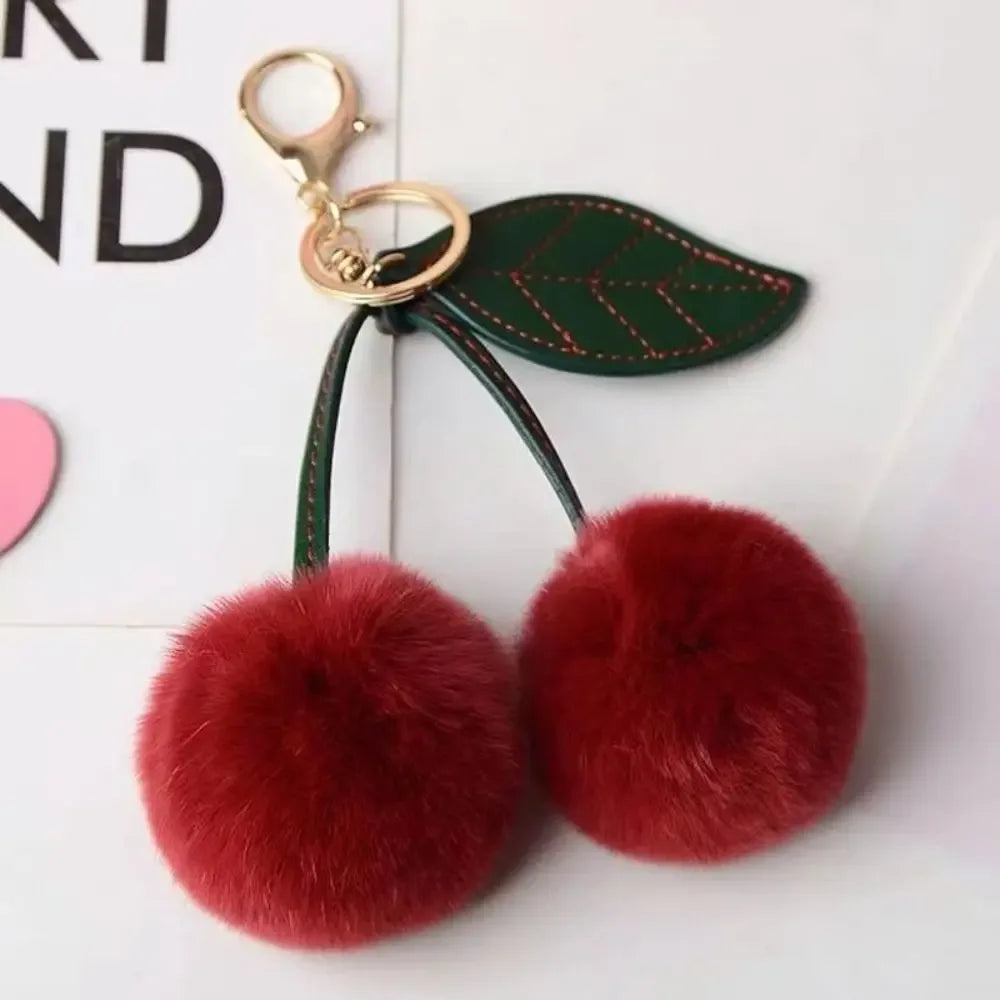 Cherry Plush Toy Keychain – Colorful & Fluffy (Random Color)