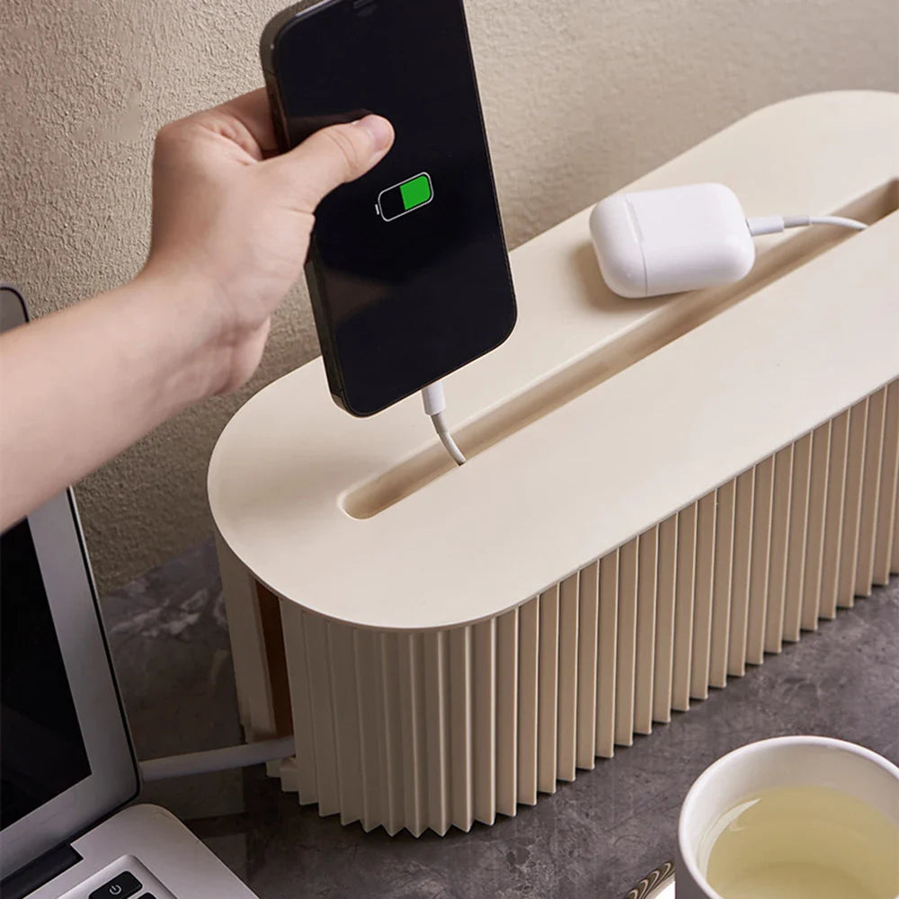 Nordic Plug Board Storage Box - Cable Organizer & WiFi Router Shelf