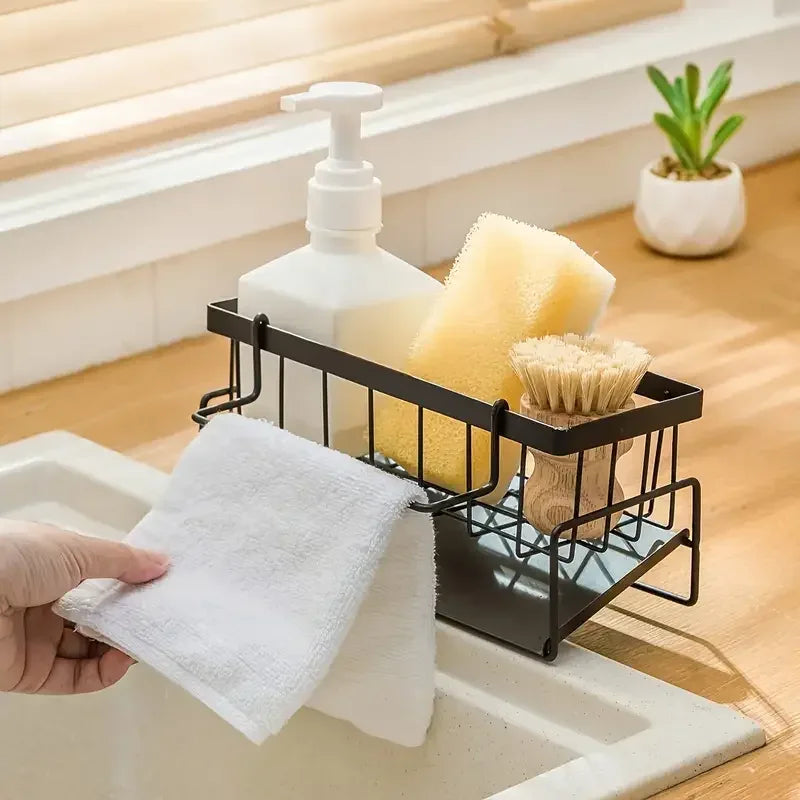 Punch-Free Kitchen Sink Storage Rack – Faucet Sponge Holder