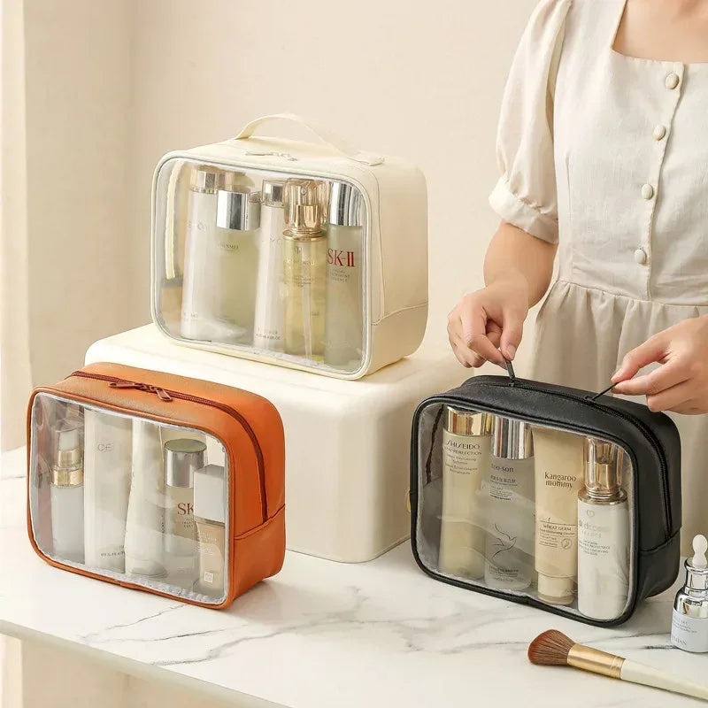 PVC Transparent Makeup Bag – Large Capacity Travel Toiletry Organizer
