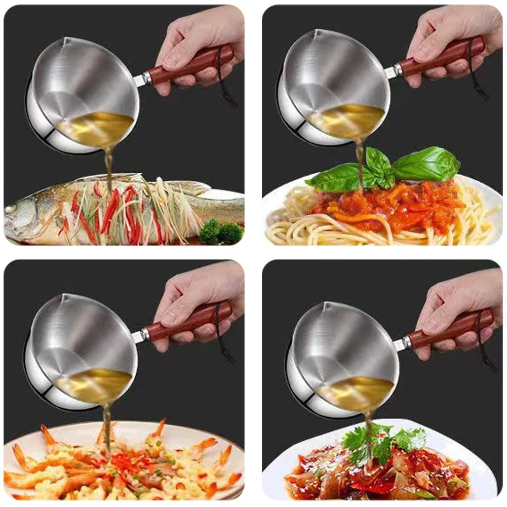 Stainless Steel Mini Milk & Hot Oil Pot with Handle