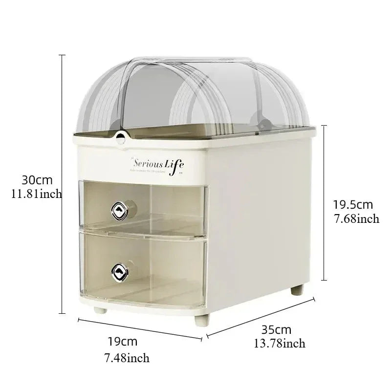 Large Capacity Cosmetics Storage Box with Dust Cover