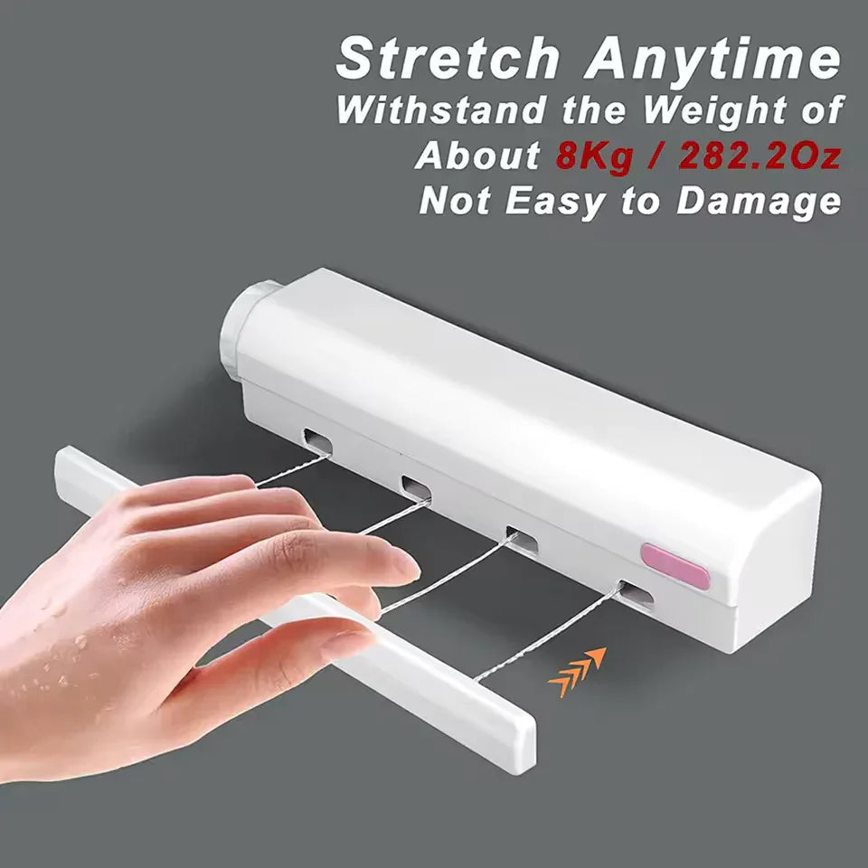 Wall Mounted Retractable Clothesline – 4 Line Laundry Drying Rack