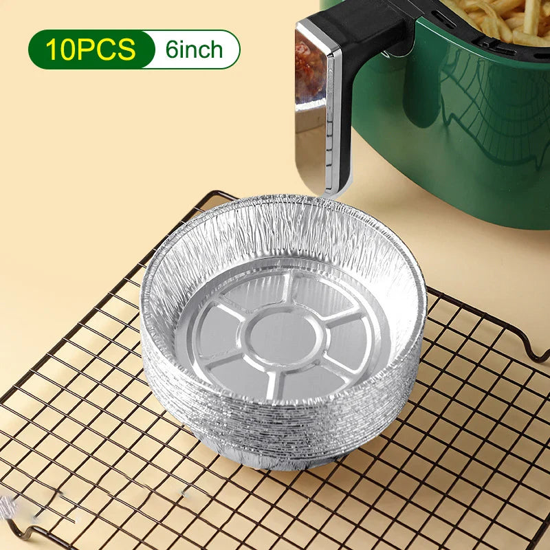 Aluminum Foil Round Disposable Plate Set - Pack of 10