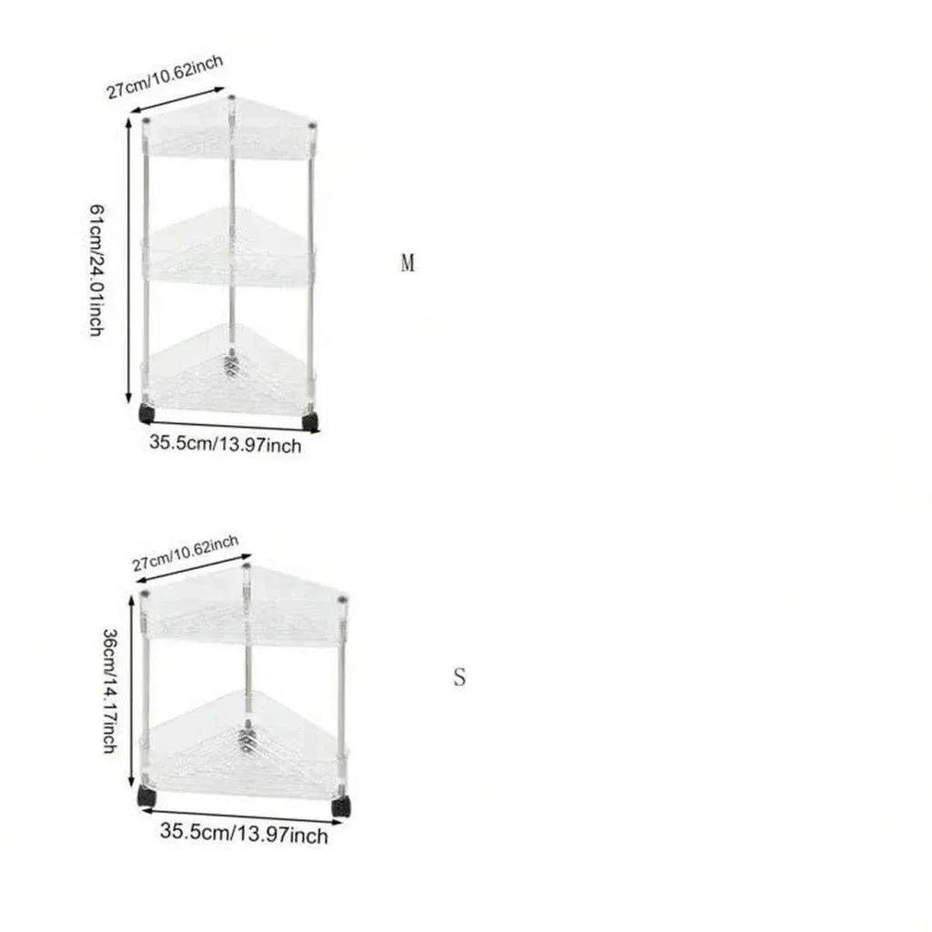 Acrylic Triangle Corner Trolley for Space-Saving Storage Solutions
