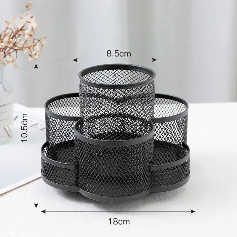 Metal Rotating Pen Holder – 360° Makeup & Desk Organizer