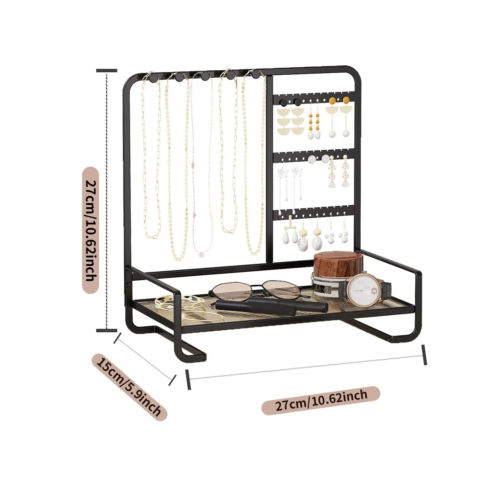 Luxury Wrought Iron Jewelry Display Stand & Organizer