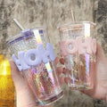 OHO Glass Tumbler with Straw – Cute Reusable Cup (Random color)
