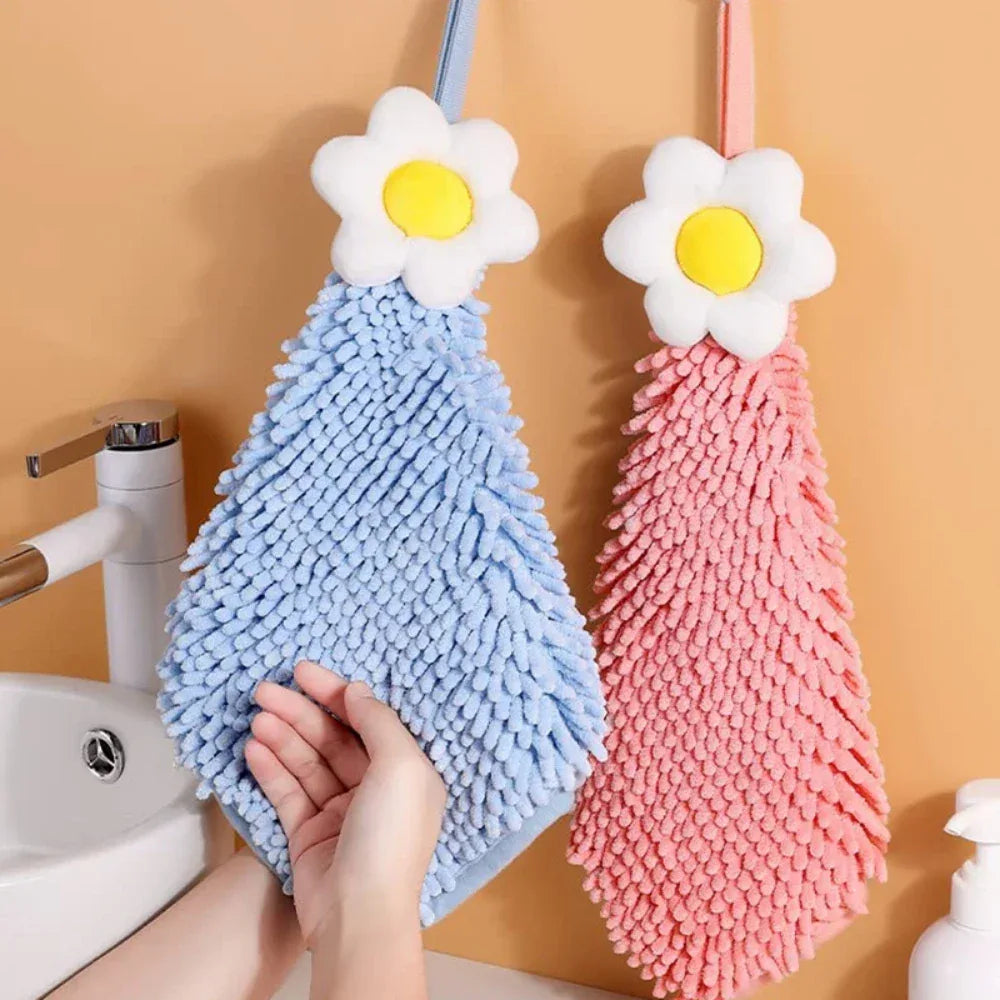 Chenille Hand Towel with Hanging Loop – Quick Dry (Each)