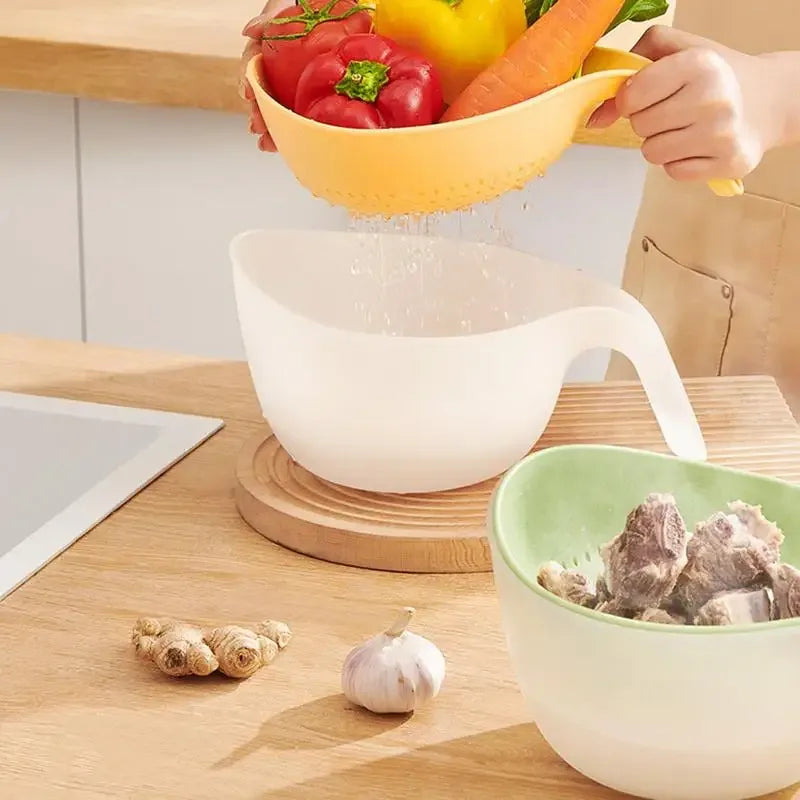 Double Layer Fruit Washing Basket & Rice Strainer