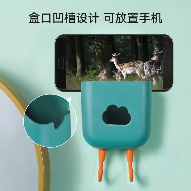 Wall-Mounted Storage Box - Punch-Free Phone & Remote Holder (Random Color)