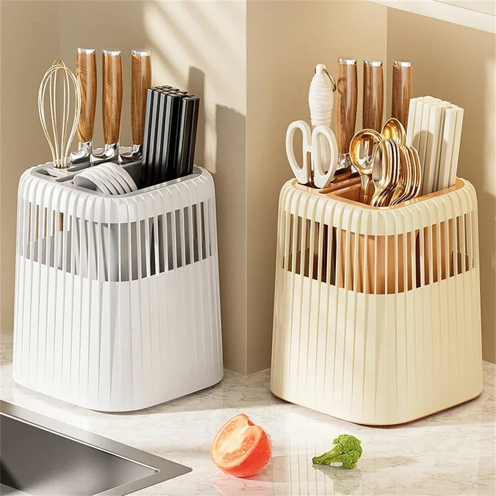 Multifunctional Kitchen Knife Rack – Drainage Cutlery Holder & Utensil Organizer