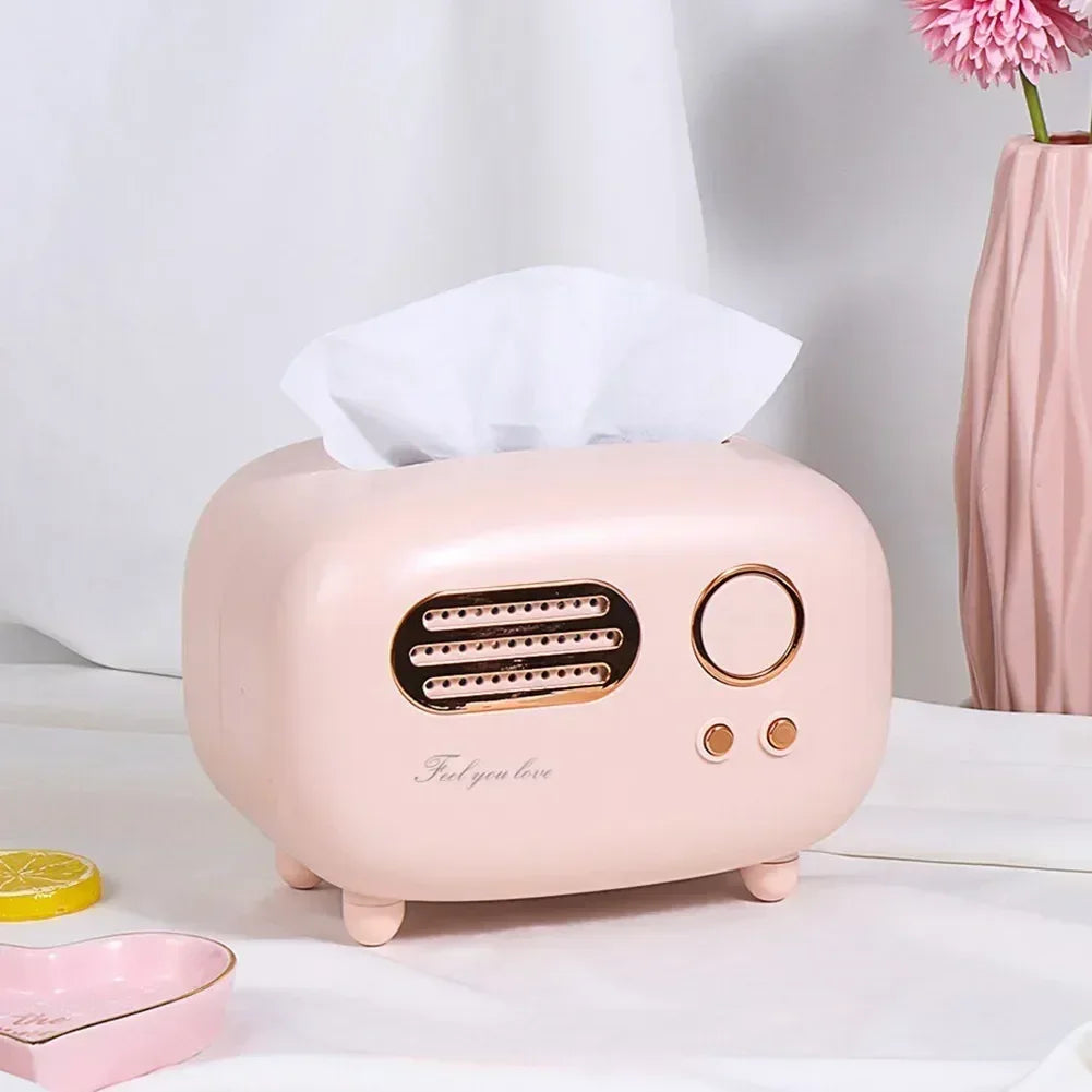 Radio Model Tissue Box Holder – Retro Home & Desktop Organizer (Random color)