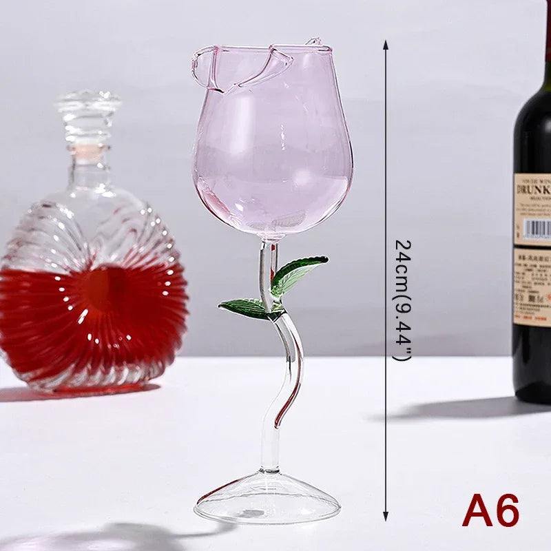 Romantic Rose Flower Juice Glass – Elegant Cocktail & Champagne Cup