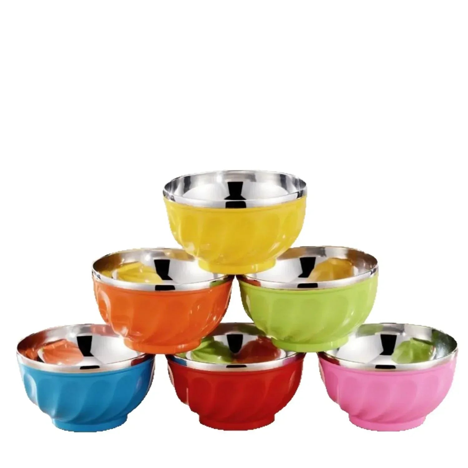 Colorful Stainless Steel Bowl – Heat-Resistant & Anti-Fall (each)
