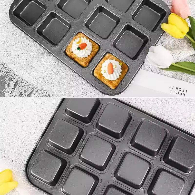 Square Cavity Baking Tray – Non-Stick Mini Muffin & Brownie Pan