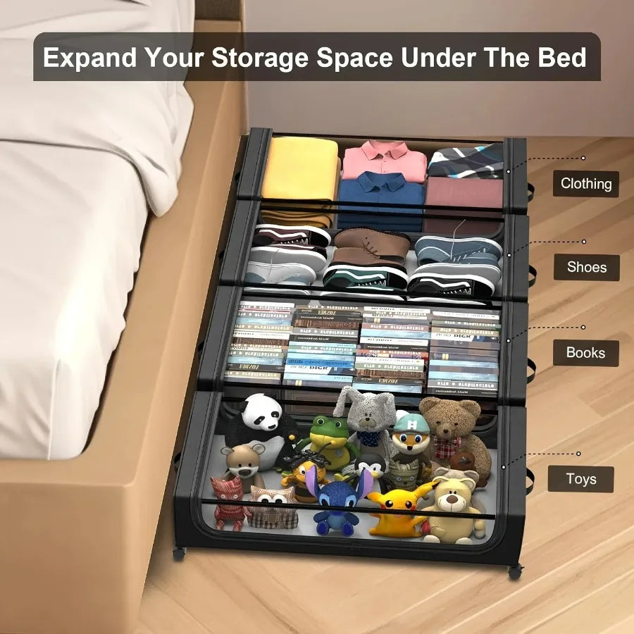Under Bed Storage Box with Wheels – Pull-Out Space Saving Organizer