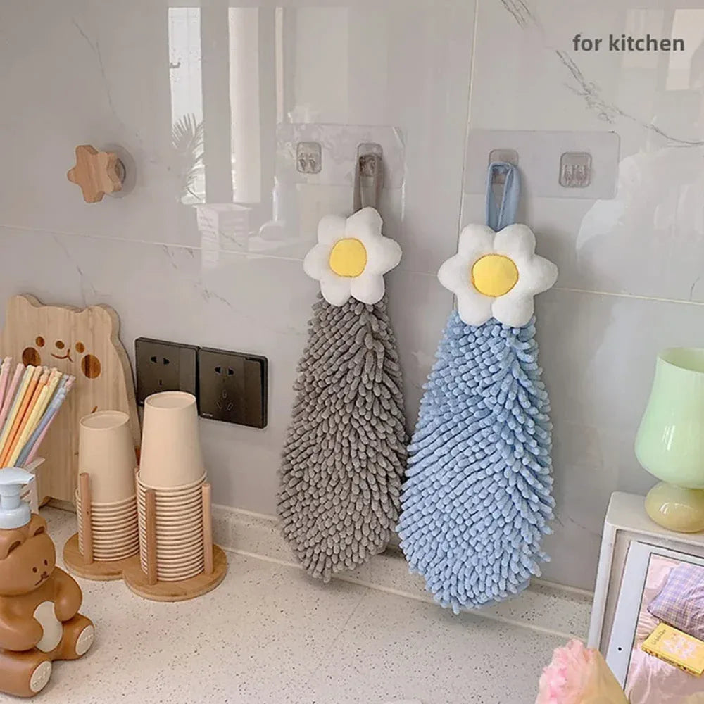 Chenille Hand Towel with Hanging Loop – Quick Dry (Each)