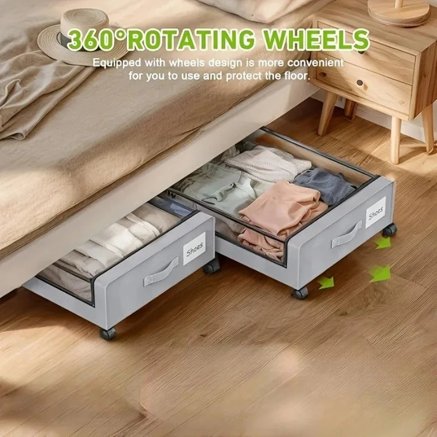 Under Bed Storage Box with Wheels – Pull-Out Space Saving Organizer