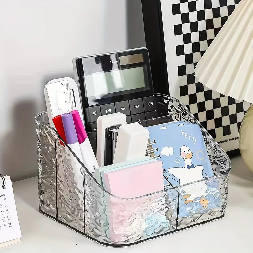 4-Compartment Acrylic Cosmetic Organizer – Transparent Storage Box