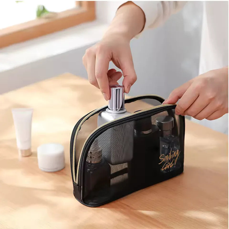 5-Piece Mesh Cosmetic Organizer Set – Makeup & Toiletry Storage Bags